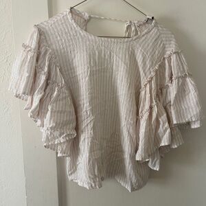 ANTHROPOLOGIE Pilcro Sybil Striped Ruffled Sleeve Blouse Top size XXS